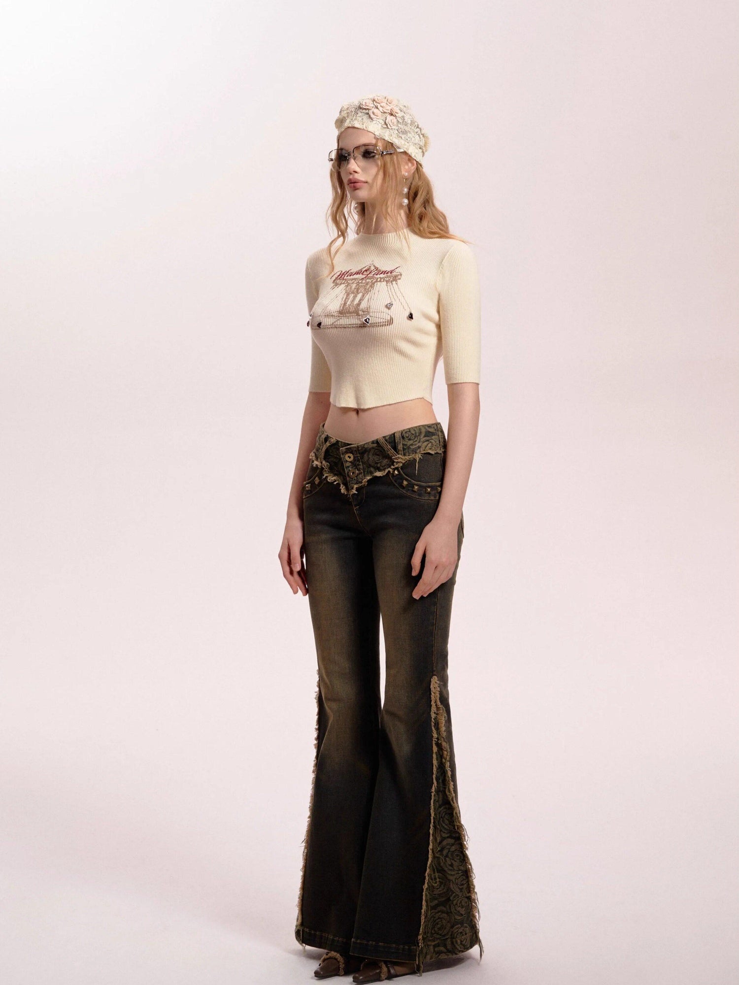 DeleteEx Soft Modal Blend Fitted Ivory Casual T Shirt Basic Crop Tops