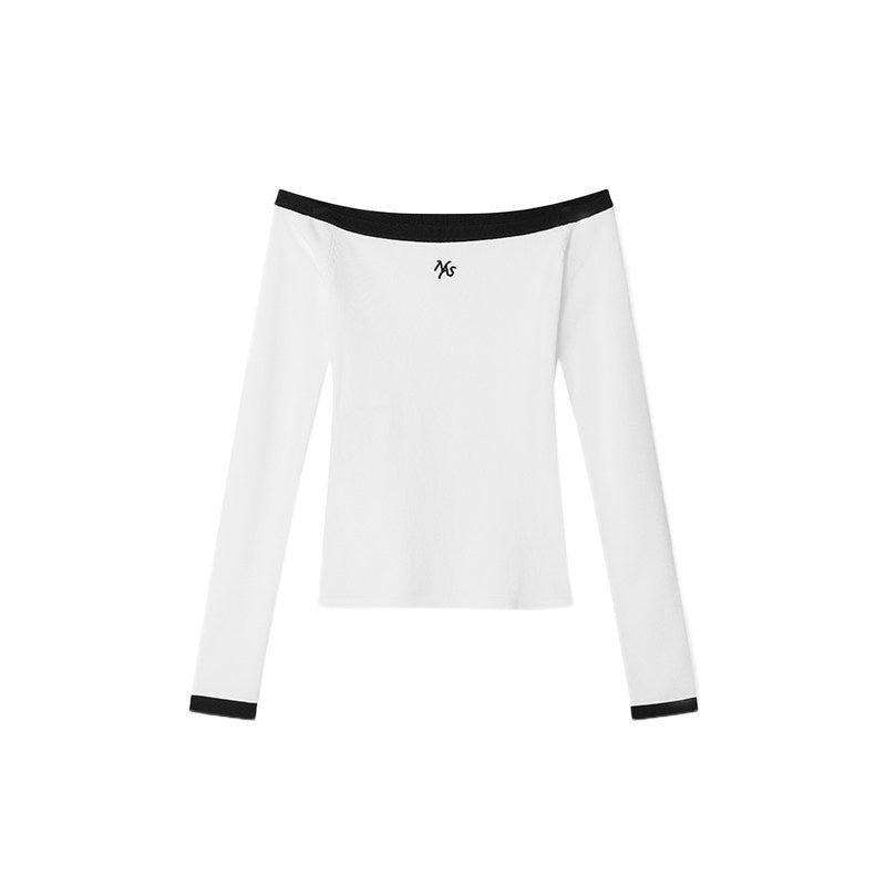 NAWSNOTAWEAR_Soft_Breathable_Casual_Slim_Colorblock_Boat_Neck_Women_Long_Sleeve_T-Shirts_MISSTT