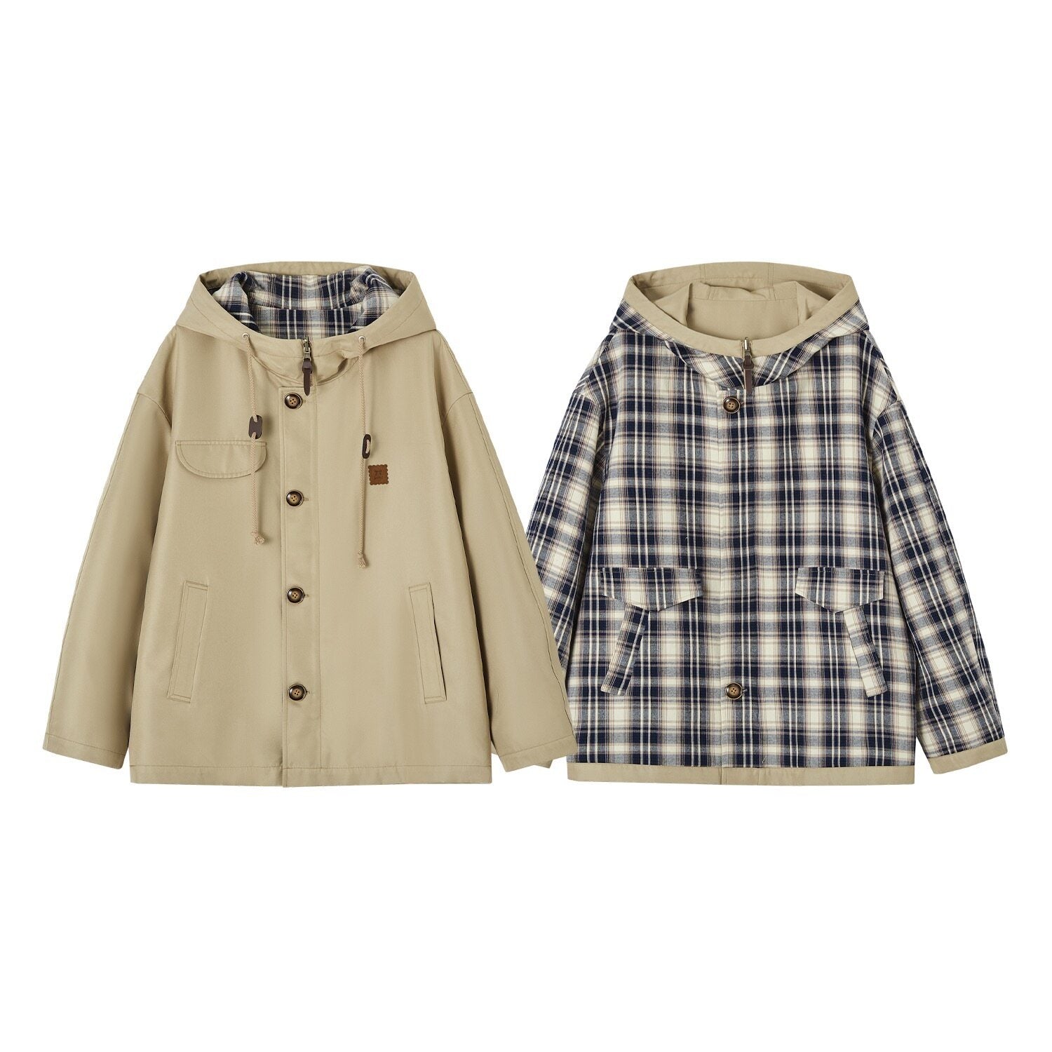 SOMESOWE_Versatile_Hooded_Mid_Length_Loose_Fit_Women_Plaid_Polyester_Jackets_MISSTT