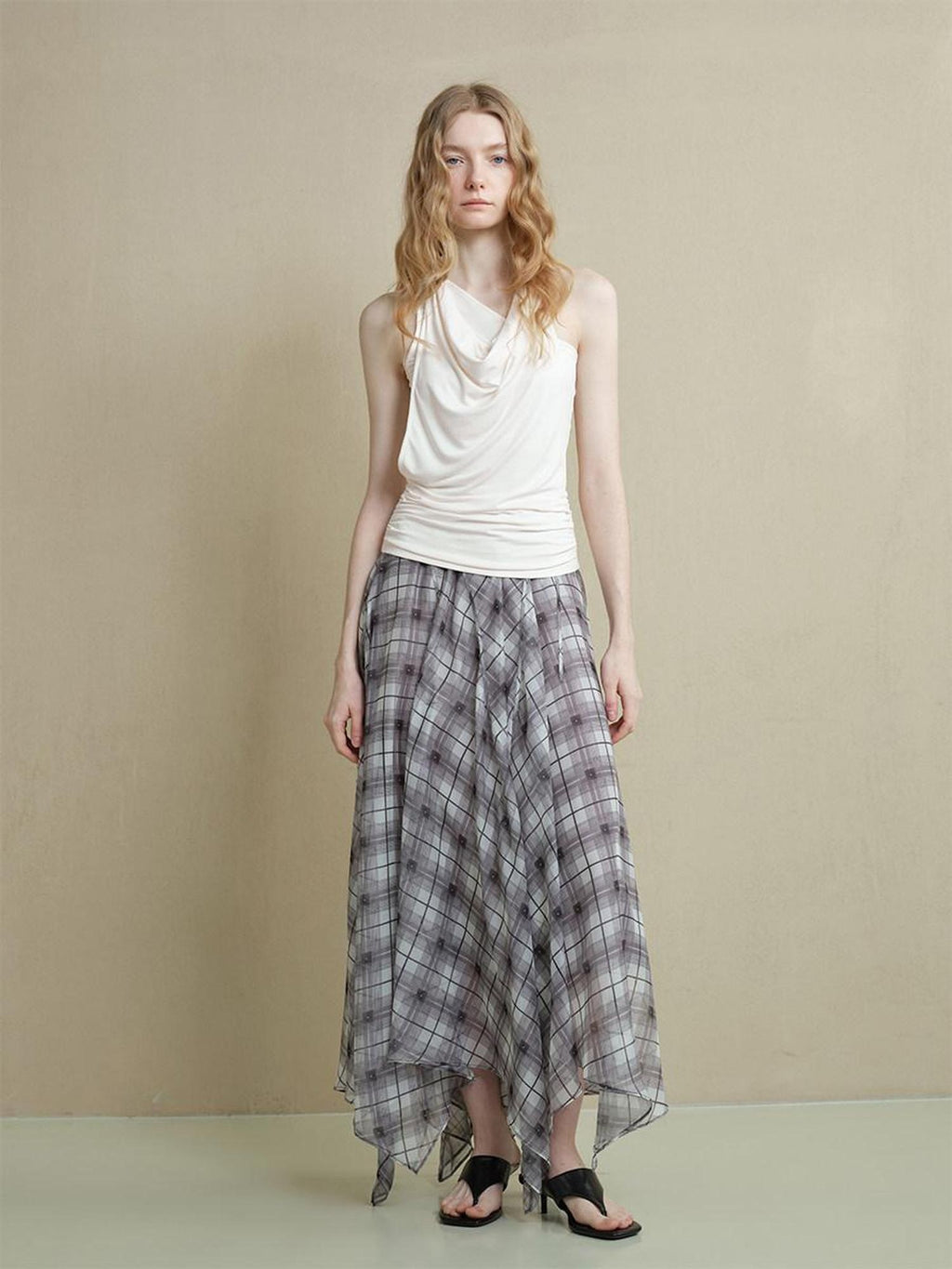 someonesometimes Soft Modal Nylon Spandex Asymmetric Slim Fit Faux Layer Strap Women Tank Tops
