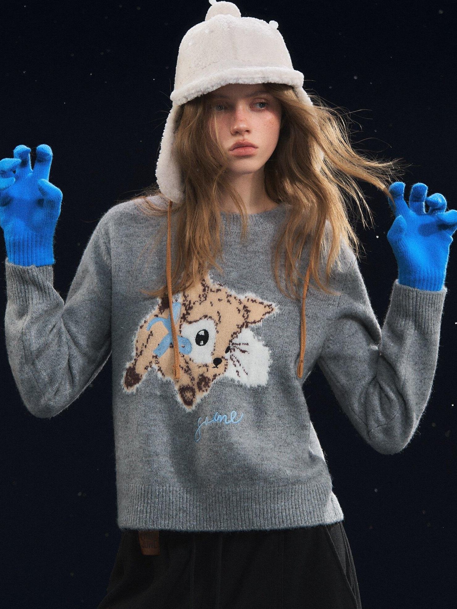 SOMESOWE Animal Colorblock Casual Regular Fit Women Daily Knit Pullover Sweaters