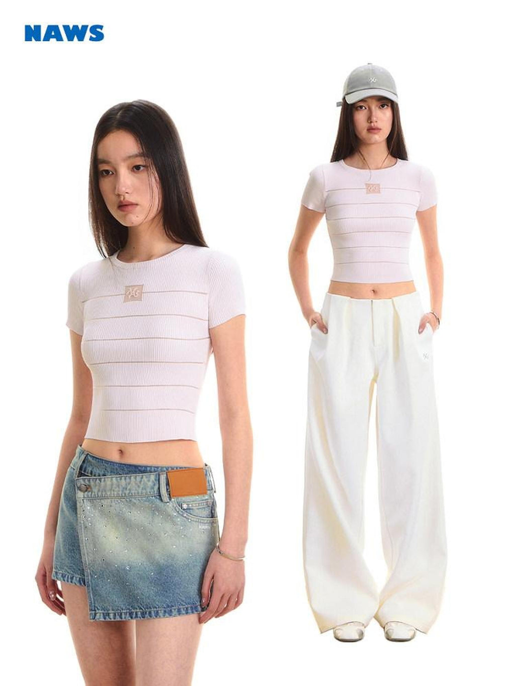NAWSNOTAWEAR Thin Knit Slim Fit Solid Polo Collar Casual Women Pastel Shades Basic Crop Tops