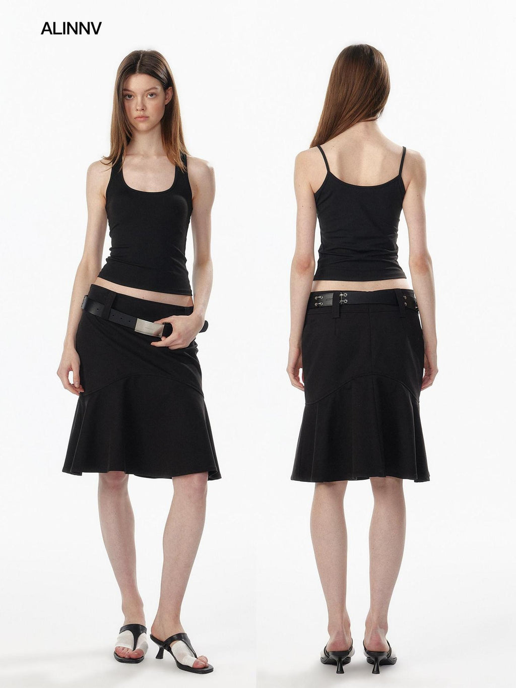 ALINNVSTUDIO Waist Defining Cropped U Neck Racerback Women No Padding Basic Tank Tops