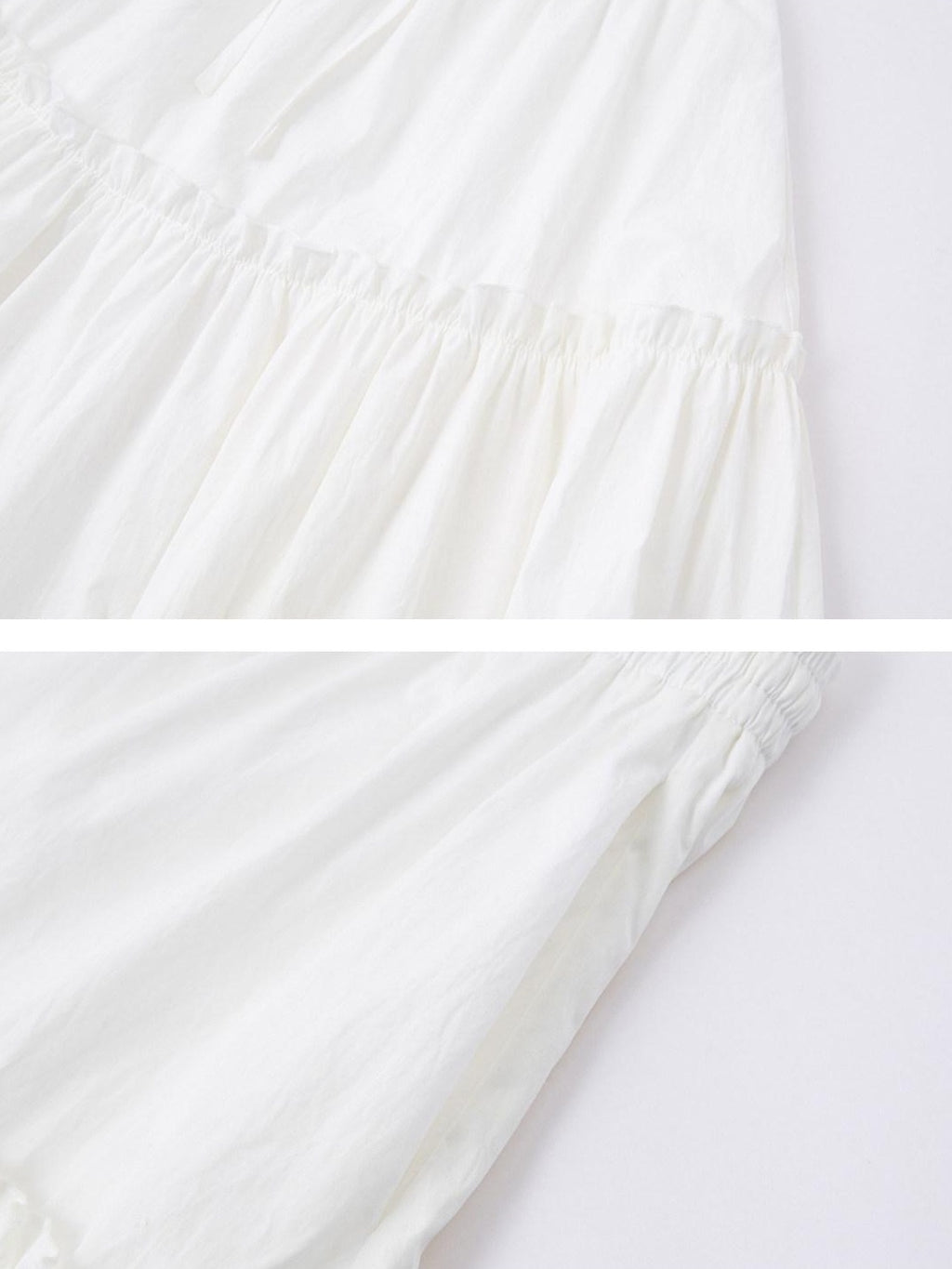 SOMESOWE High Waist French A Line Patch Detail Loose Fit Casual White Maxi Skirts