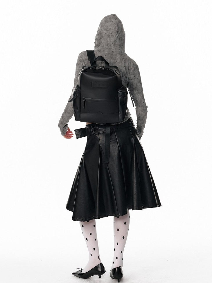 ALINNVSTUDIO Tie Detail Cropped Polka Dot Hooded Pullover Long Sleeve Women Grey Brown Hoodie