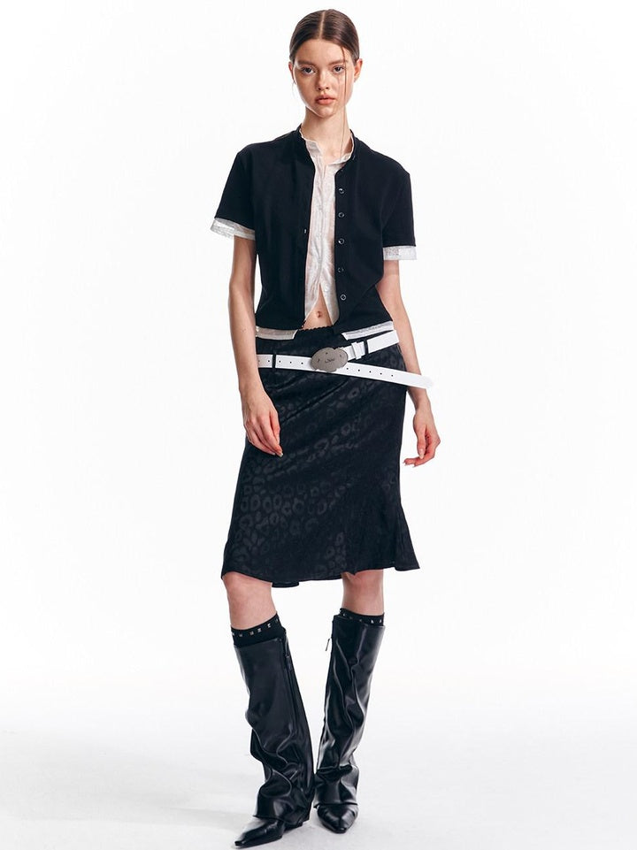 ALINNVSTUDIO Cropped Slim Fit Black White Contrast Patchwork Edgy Women Short Sleeve T-Shirts