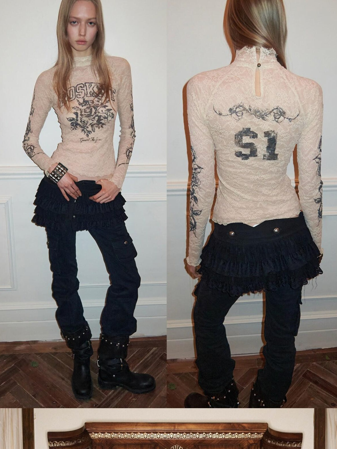 1JINN STUDIO Sexy Slim H Line Lace Trim Low Waist Casual Women Lace Mini Skirts