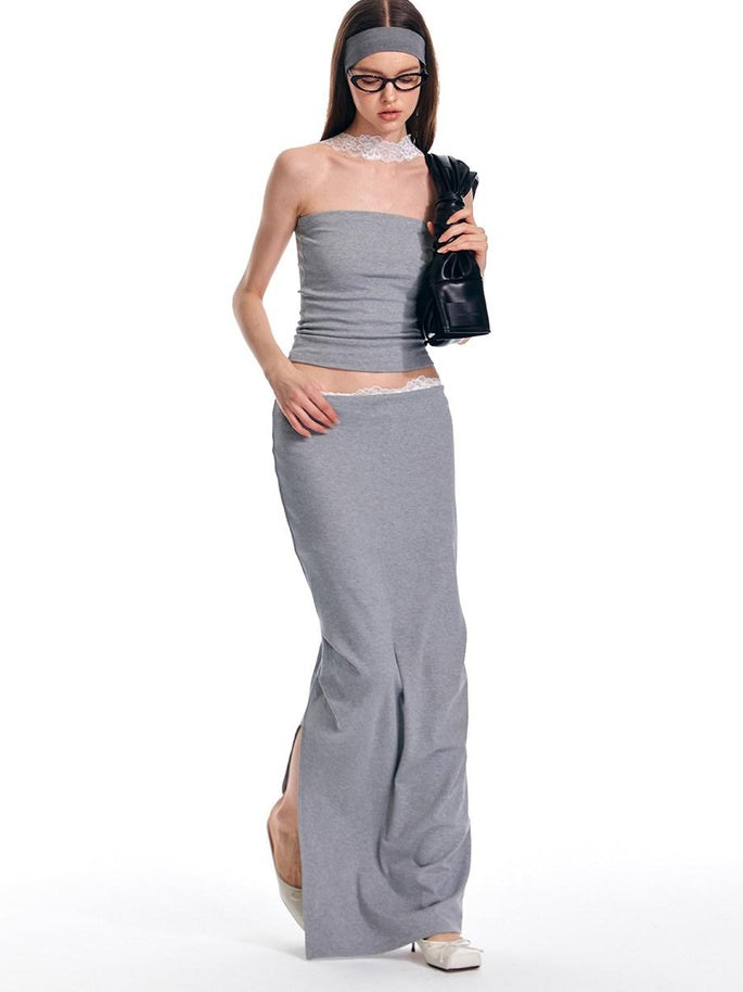 ALINNVSTUDIO Original Design Slim Fit Cotton Halter Short Solid Color Women Chic Tube Tops