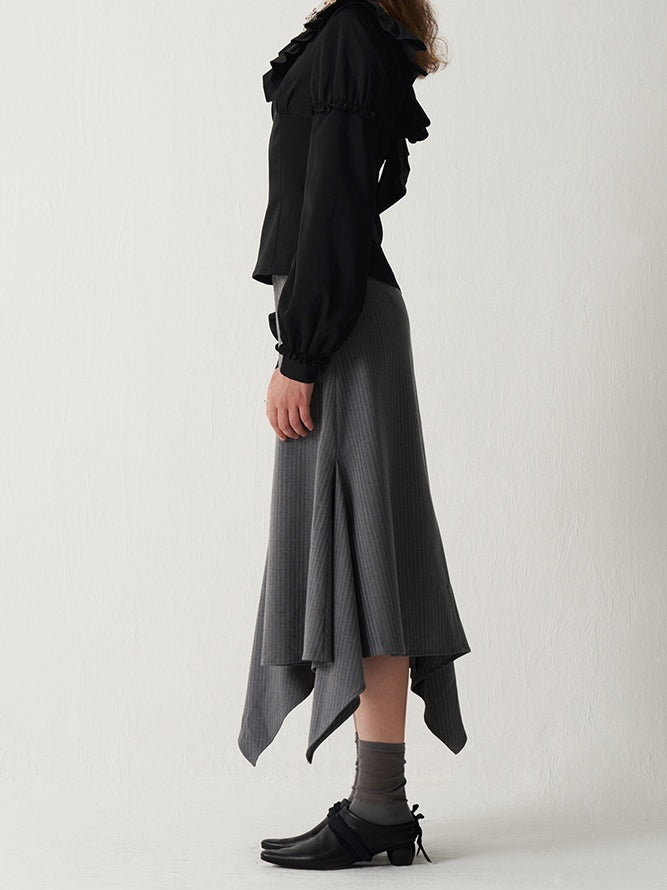 someonesometimes Sleek V-neck Slim Fit Commuter Long Sleeve Black Poly Viscose Women Work Blouses