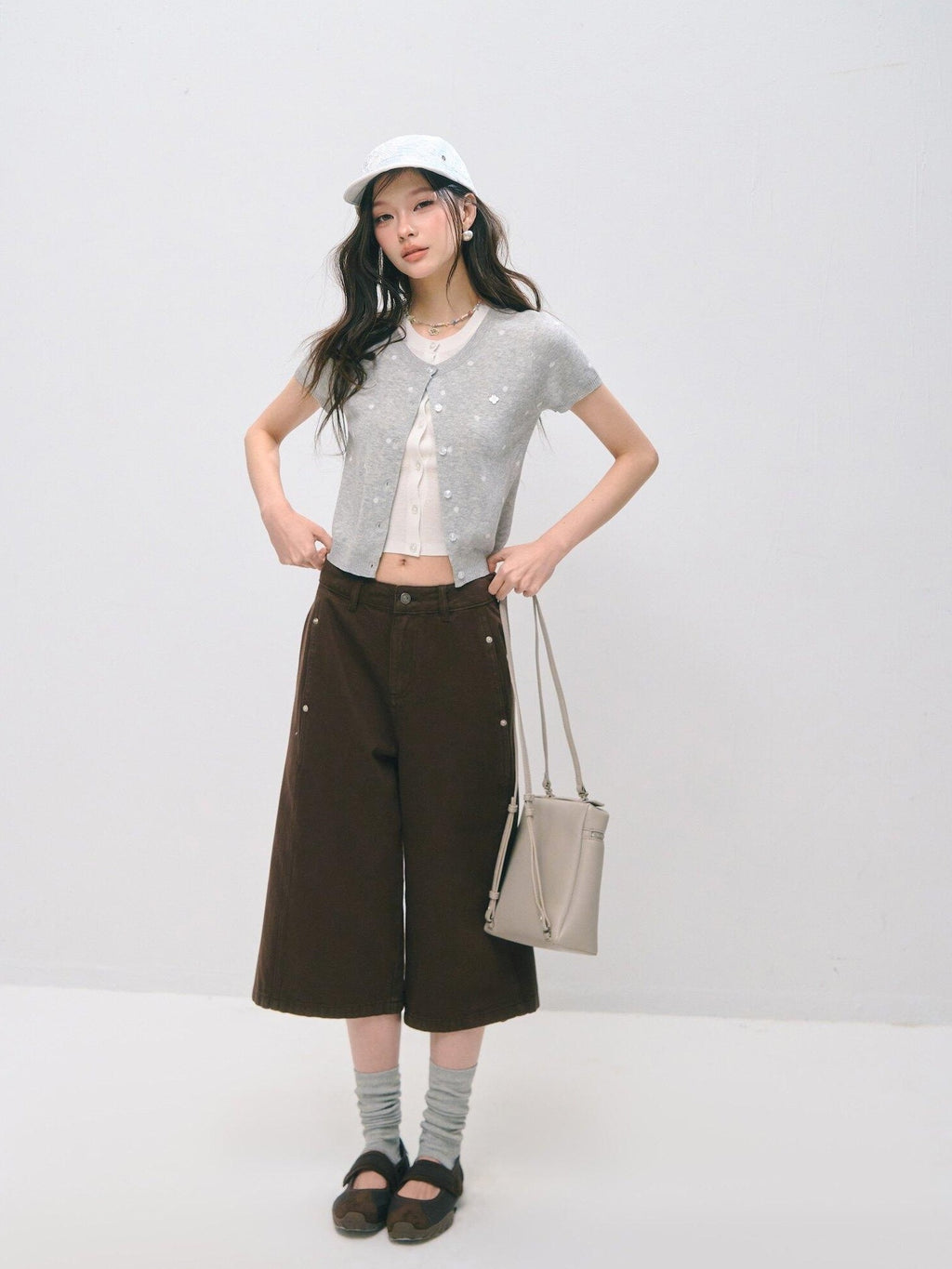 SOMESOWE Polka Dot Knitted Casual Short Sleeve Two Piece Women T Shirt Basic Crop Tops