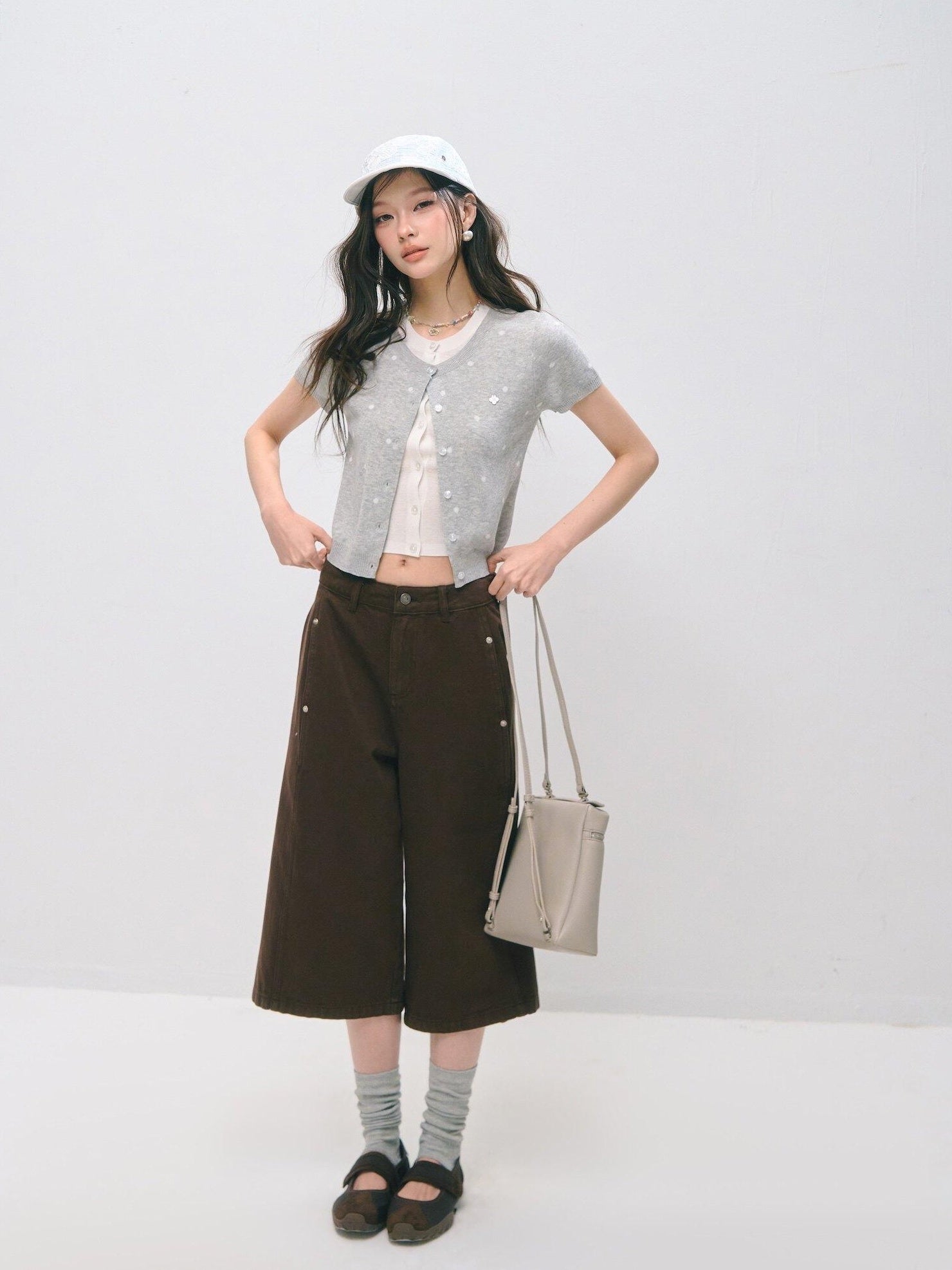 SOMESOWE Polka Dot Knitted Casual Short Sleeve Two Piece Women T Shirt Basic Crop Tops