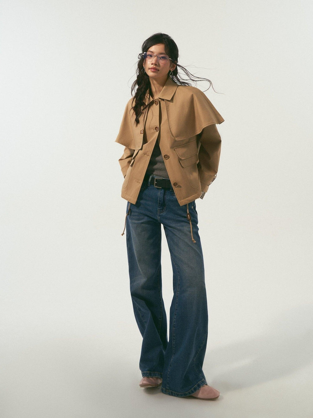 SOMESOWE Cotton Lyocell Lined Loose Casual Shirt Collar Button Trench Coats