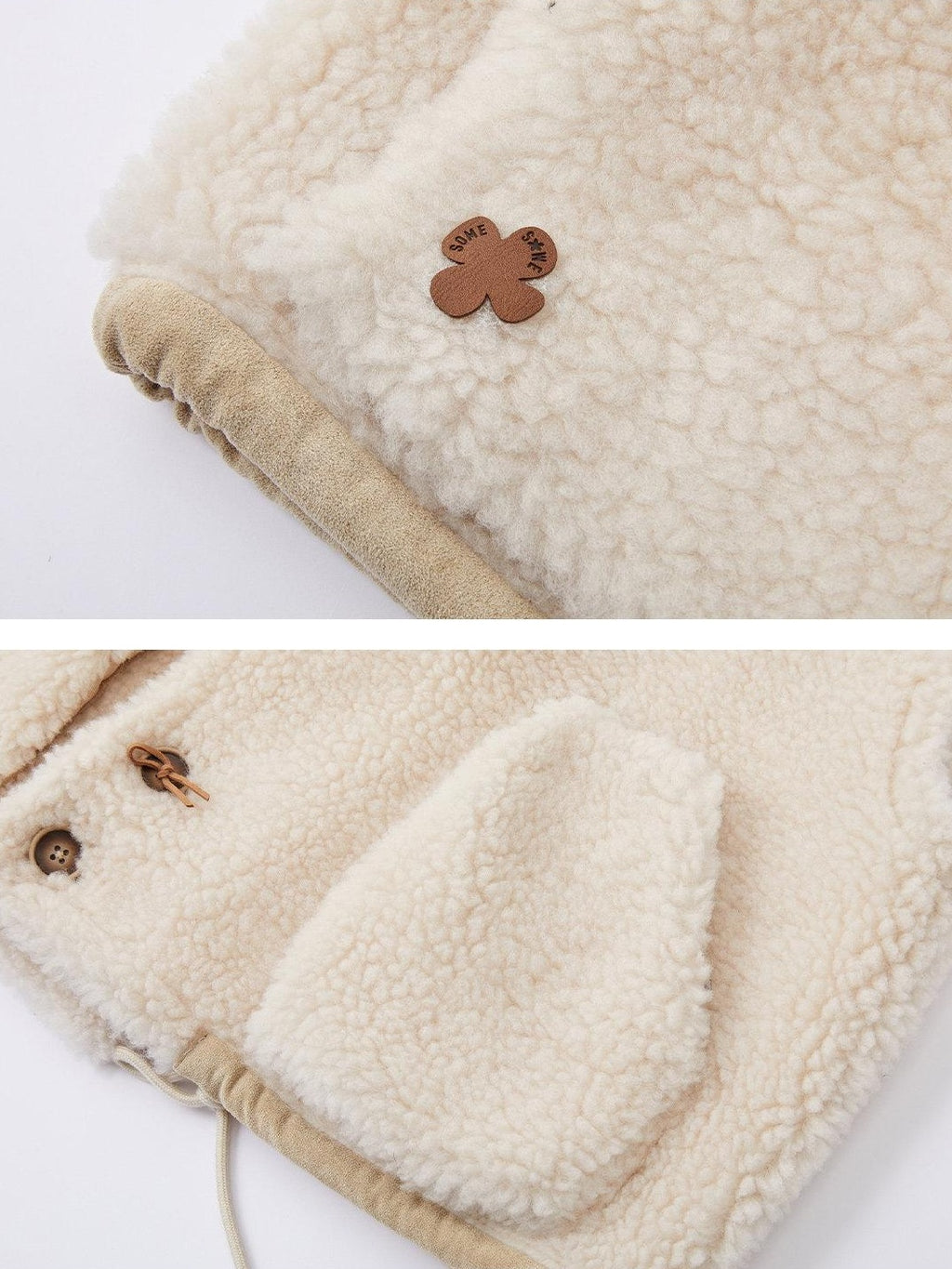 SOMESOWE Warm Versatile Beige Vest Round Neck Single Button Outerwear Leather Jackets