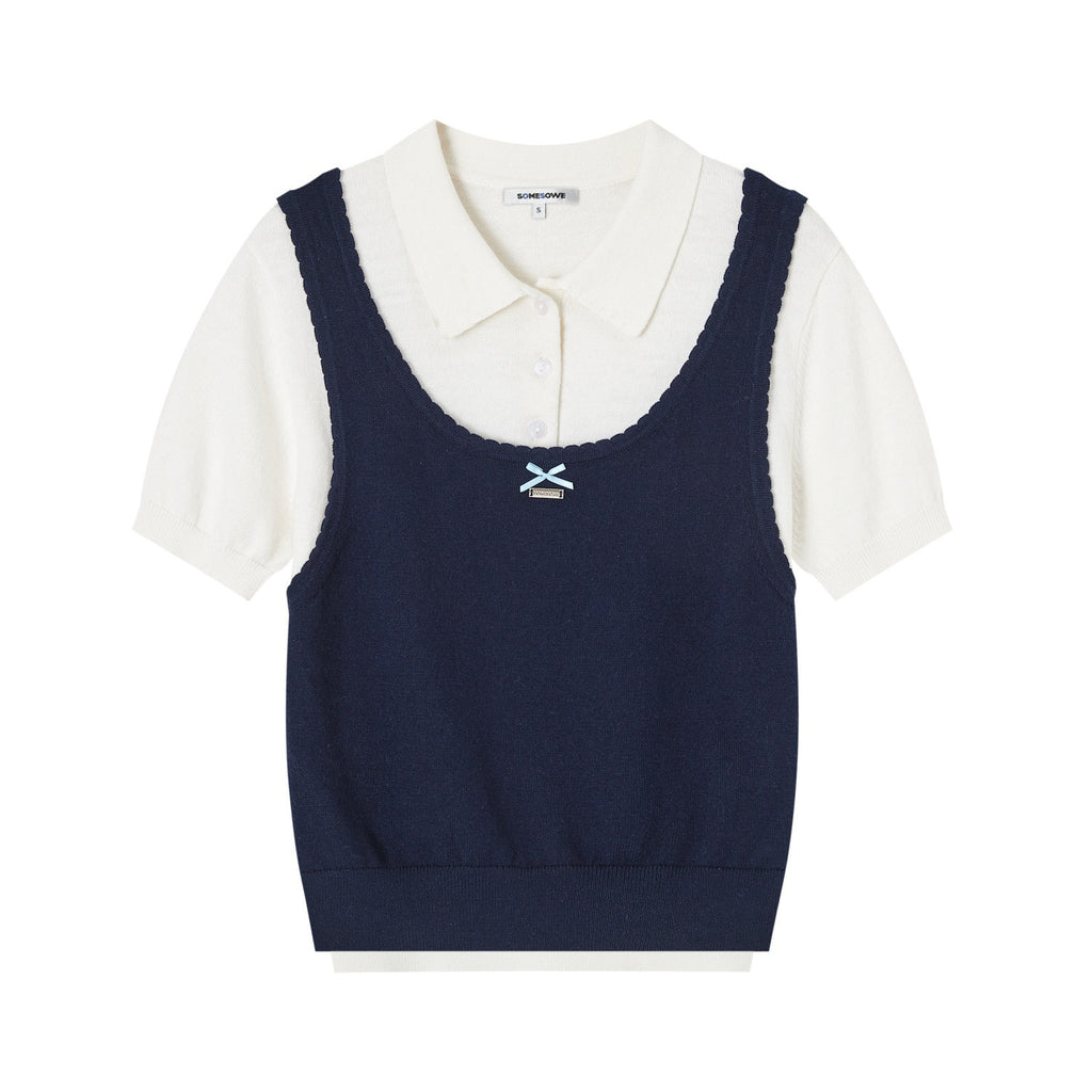 SOMESOWE_Polka_Dot_Two_Piece_Casual_Knit_Short_Sleeve_Pullover_Crew_Neck_Women_Sweaters_MISSTT