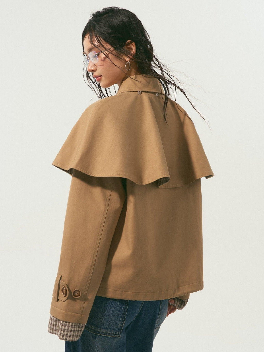 SOMESOWE Cotton Lyocell Lined Loose Casual Shirt Collar Button Trench Coats