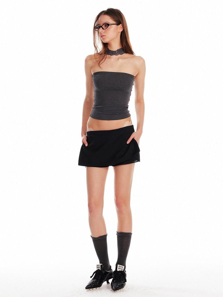 ALINNVSTUDIO Backless Slim Fit Crop Versatile Solid Color Young Women Tube Tops