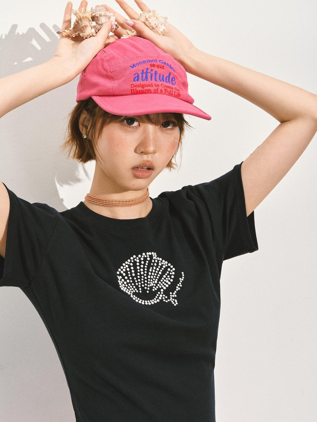 SOMESOWE Rhinestone Slim Crew Neck Stretch Viscose Cotton Navy Grey Short Sleeve T-Shirts