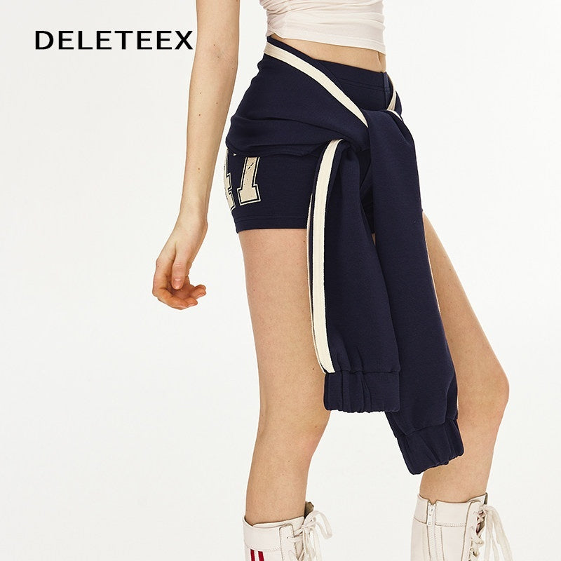 DeleteEx_Stretch_Knit_Slim_Natural_Waist_Cotton_Blend_Minimalist_Beige_Navy_Mini_Shorts_MISSTT