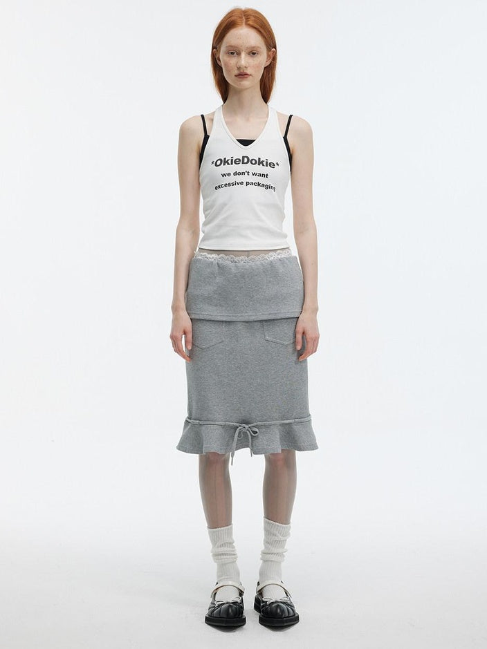 ALINNVSTUDIO Original Cropped Letter Print Spaghetti Strap Women White Grey Camisoles