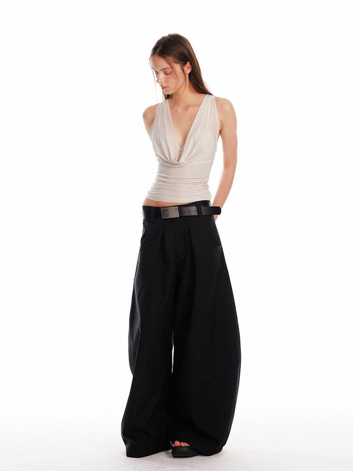 ALINNVSTUDIO Asymmetric Slim Fit Original Design Short Casual Solid Camis Tank Tops