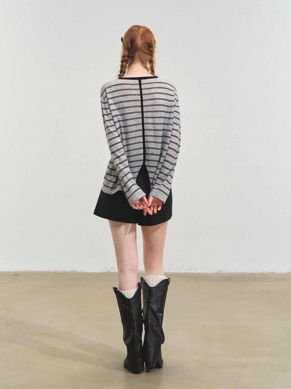 SOMESOWE Acrylic Knit Casual Slim Fit Striped Crew Neck Women Long Sleeve T-Shirts