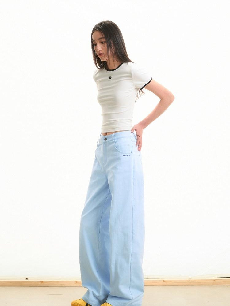 NAWSNOTAWEAR 100 Percent Cotton Minimalist Casual Natural Waist Loose Women Straight Pants