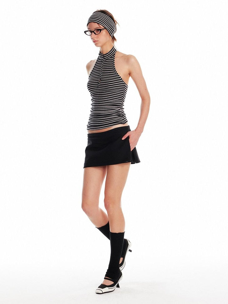 ALINNVSTUDIO Asymmetric Halter Striped Slim Fit Original Design Young Women Casual Tank Tops