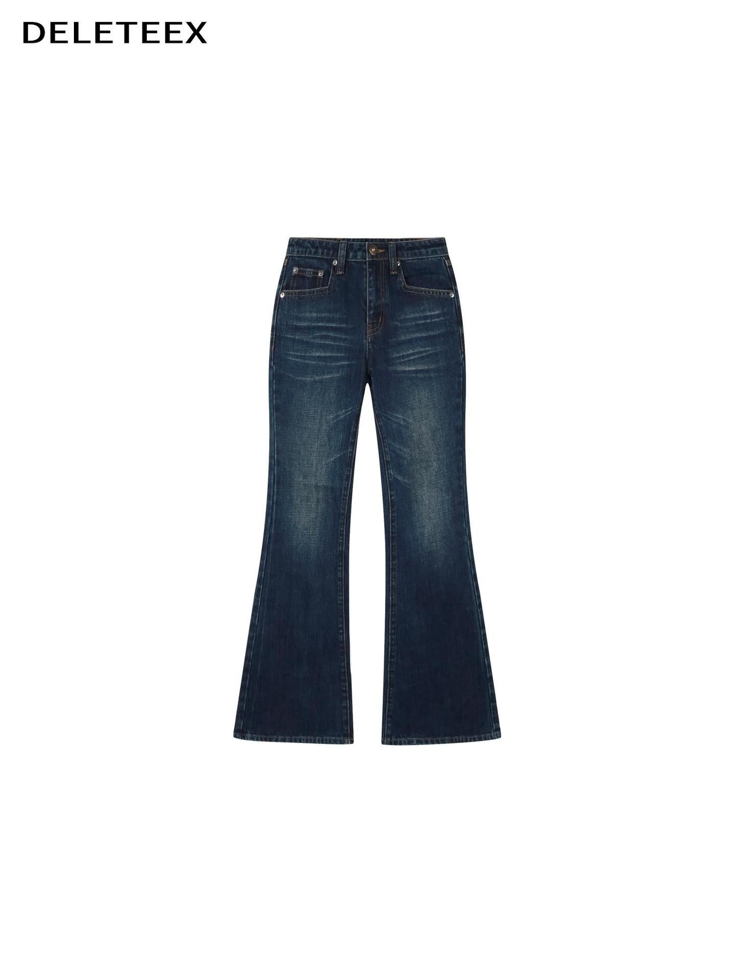 DeleteEx Washed Slim Low Rise Slight Stretch Sexy Girl Dark Blue Flared Jeans