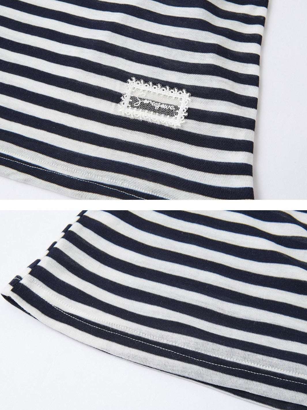 SOMESOWE Lyocell Blend Oversized Commuter Creative Navy Striped Women Long Sleeve T-Shirts