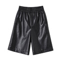 SOMESOWE_Pu_Leather_High_Waist_Wide_Leg_Loose_Fit_Zip_Fly_Pocket_Black_Mid-Length_Shorts_MISSTT