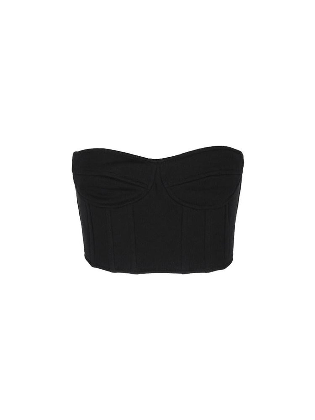 ALINNVSTUDIO Original Design Slim Fit Short Crop Strapless Black Colorblock Chic Tube Tops