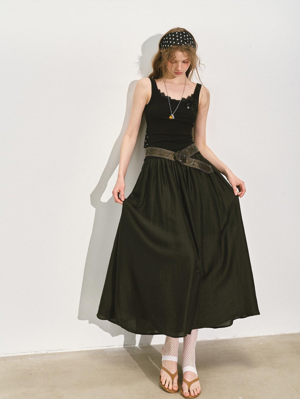 SOMESOWE Elegant Cotton Sleeveless U Neck A Line Black Women Work Date Travel Maxi Dresses