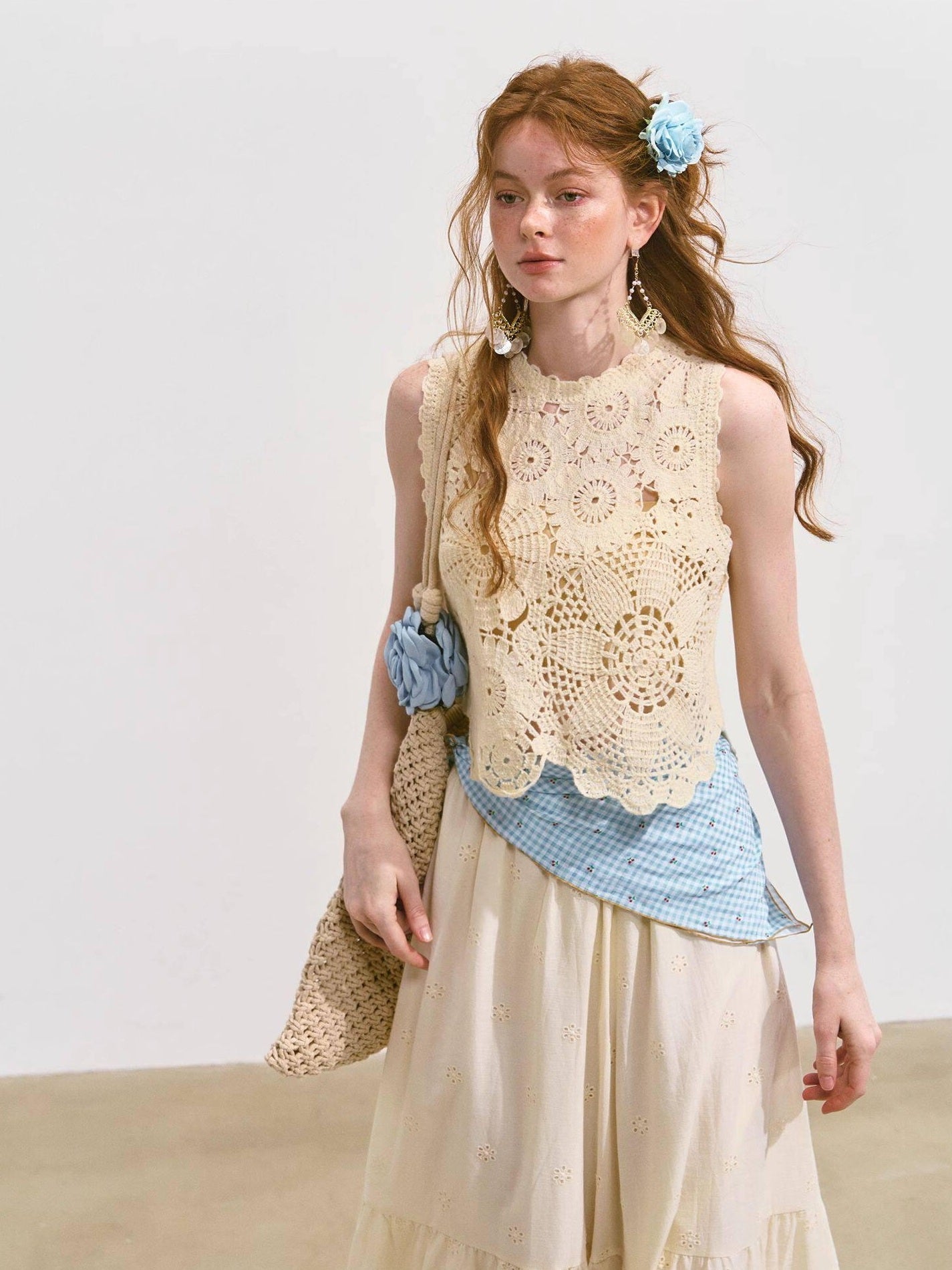 SOMESOWE Two Piece Hooded Pullover Beige Vest And Skirt For Women S M Tank Tops