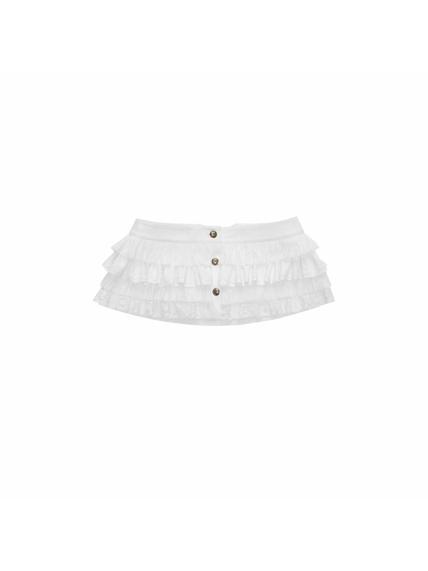 1JINN STUDIO Sexy Slim H Line Lace Trim Low Waist Casual Women Lace Mini Skirts