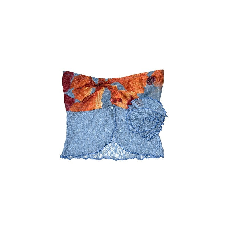 DeleteEx_Stretch_Cropped_Resort_Print_Racerback_No_Padding_Women_Tube_Tops_MISSTT