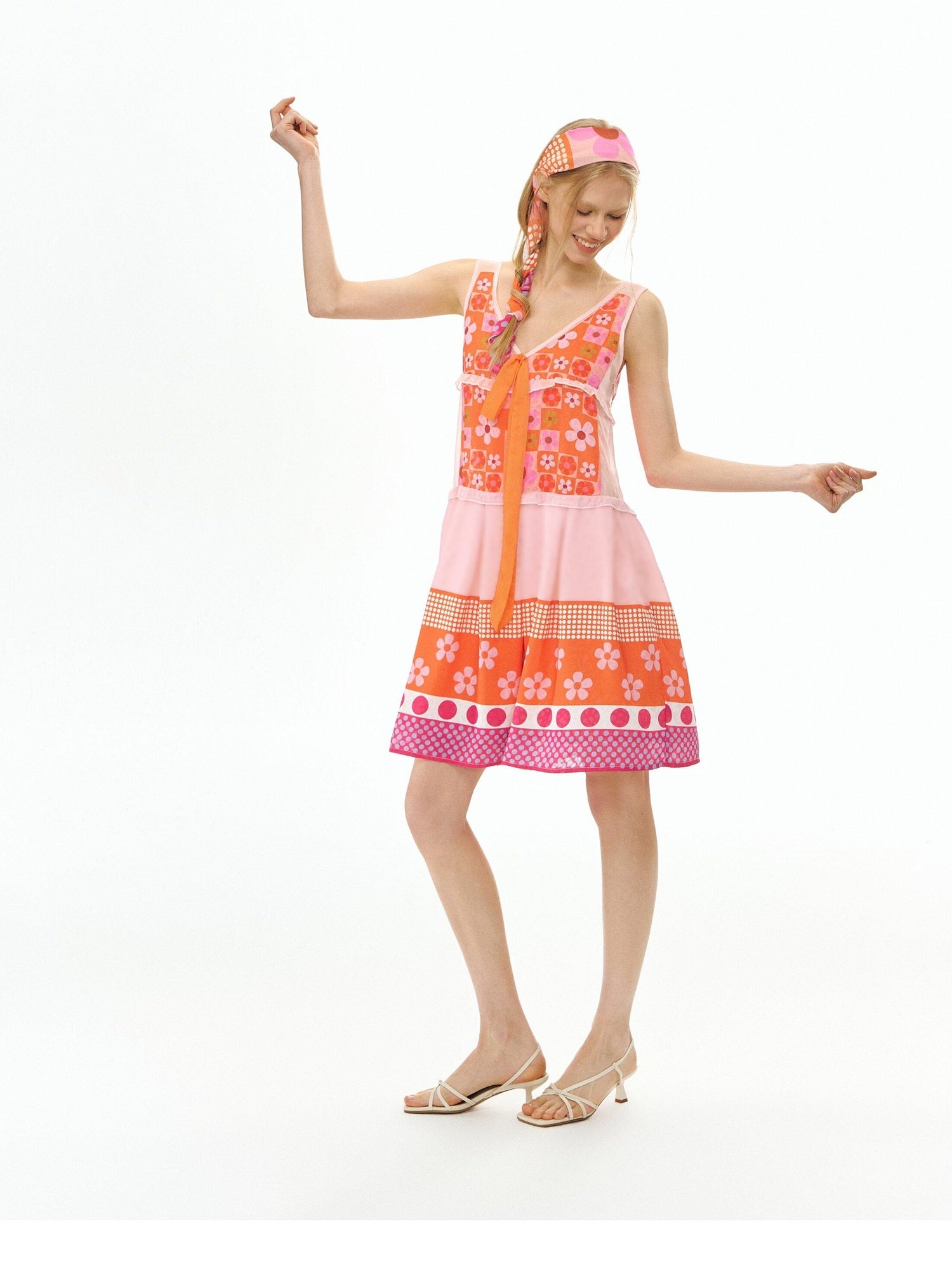DeleteEx Vibrant Orange Red Floral Print A Line S M L Sizes Women Casual Mini Dresses