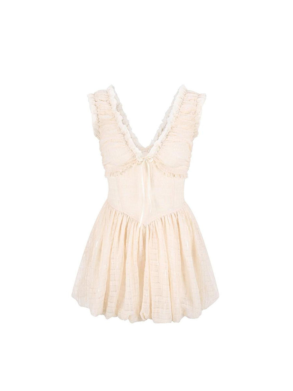 DeleteEx Lightweight Lyocell Southeast Asian V U Neck Cami Beige Mini Dresses
