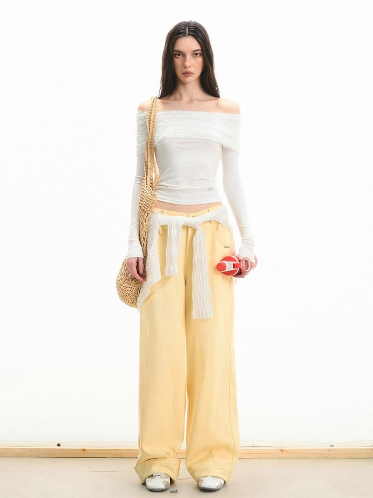 NAWSNOTAWEAR 100 Percent Cotton Minimalist Casual Natural Waist Loose Women Straight Pants