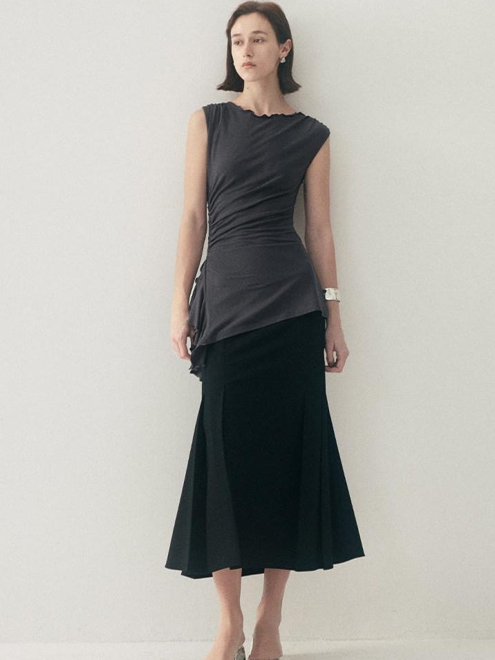 someonesometimes Original Strappy Solid Viscose Stretch Tee Off Shoulder Crop Tops
