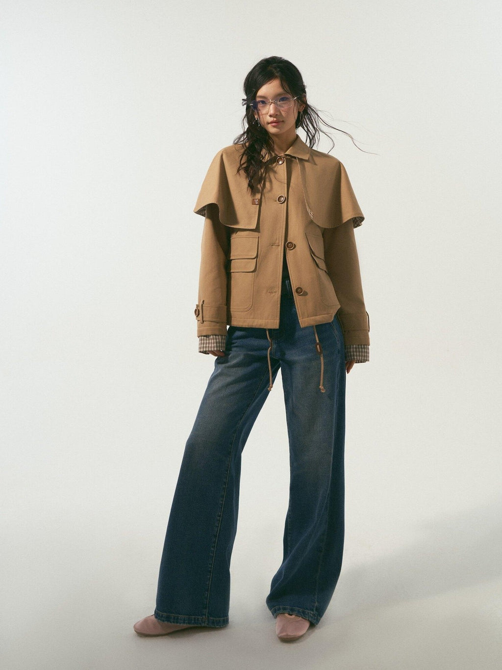 SOMESOWE Cotton Lyocell Lined Loose Casual Shirt Collar Button Trench Coats