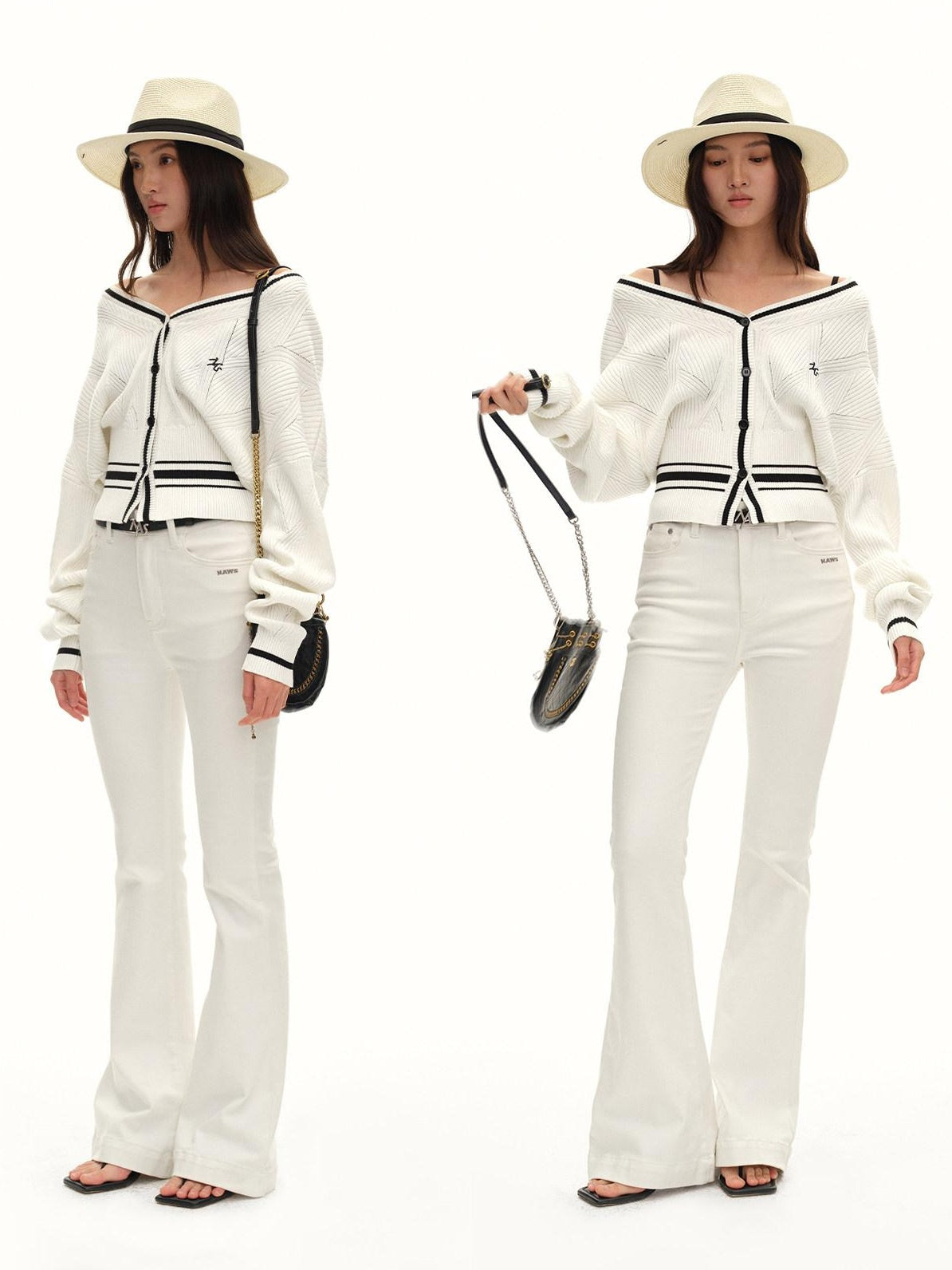 NAWSNOTAWEAR Lyocell Blend Soft Durable Contrast Stripe V-neck Casual Women Cardigans