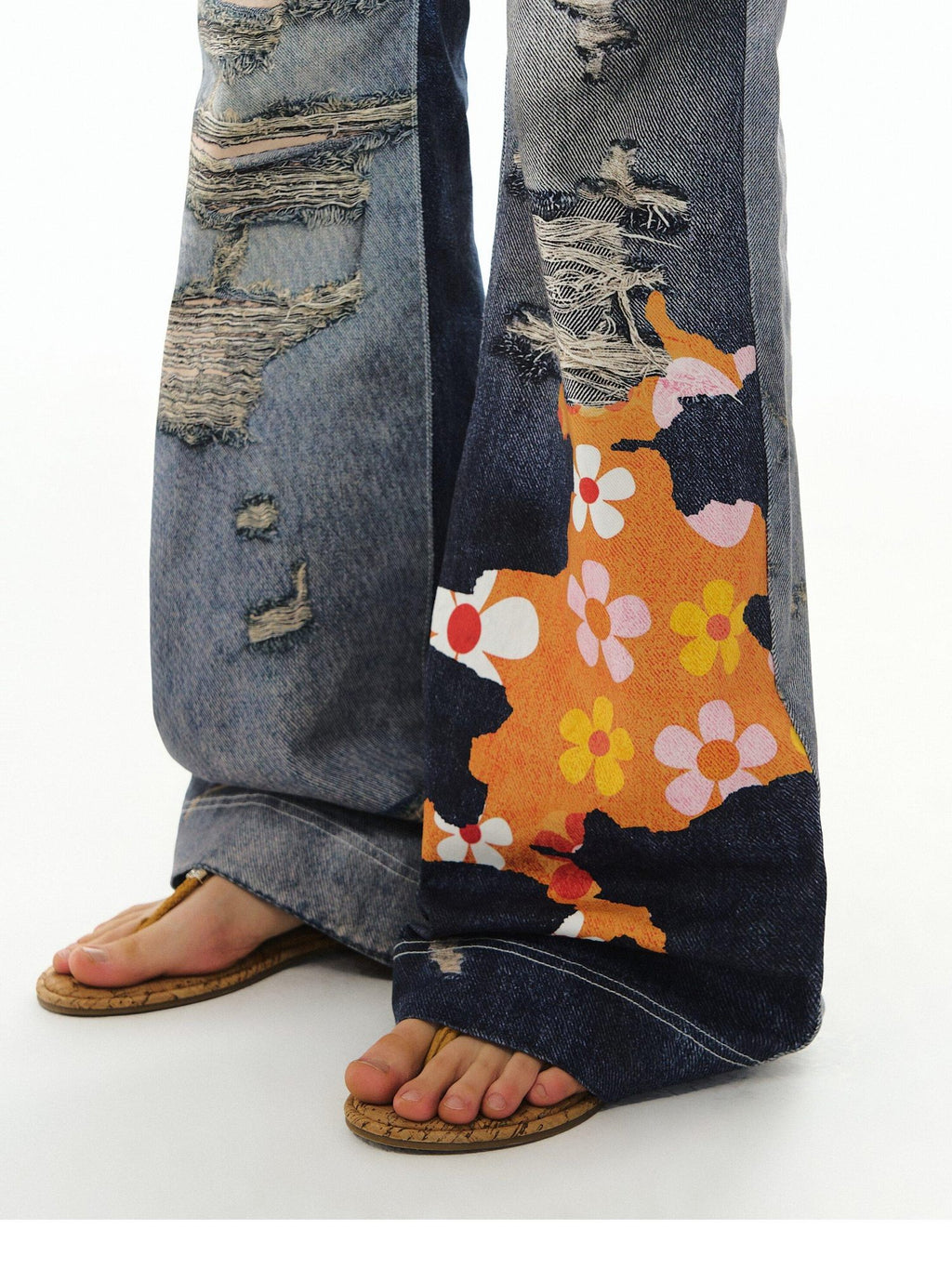 DeleteEx Stretch Cotton Denim Low Rise Micro Flare Casual Deep Blue Long Flared Jeans
