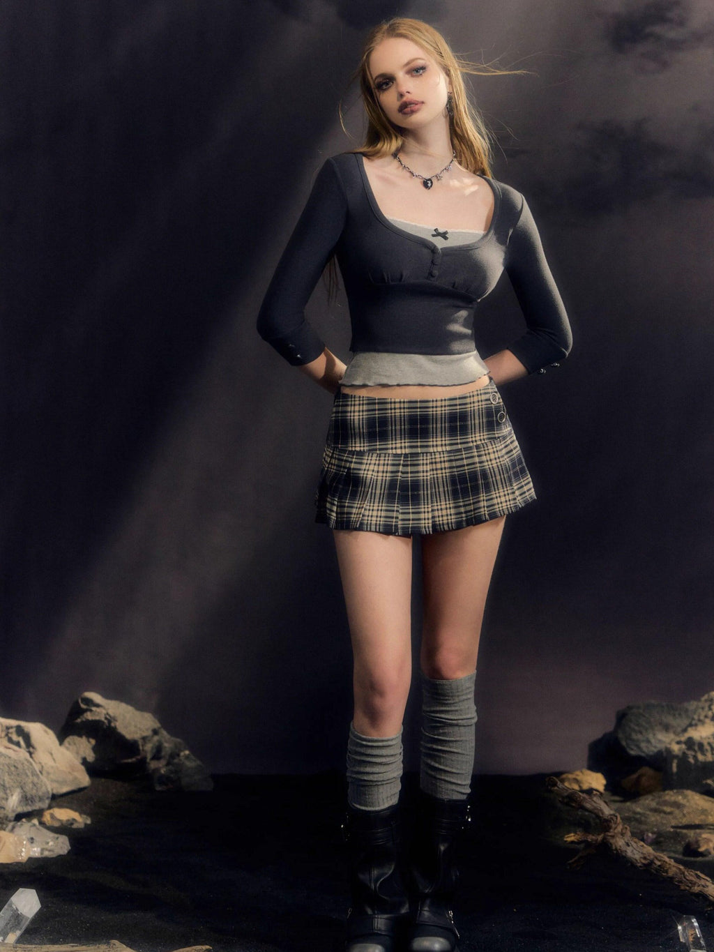 DeleteEx Stretch Plaid High Waist A Line Casual Schoolgirl Women Mini Skirts