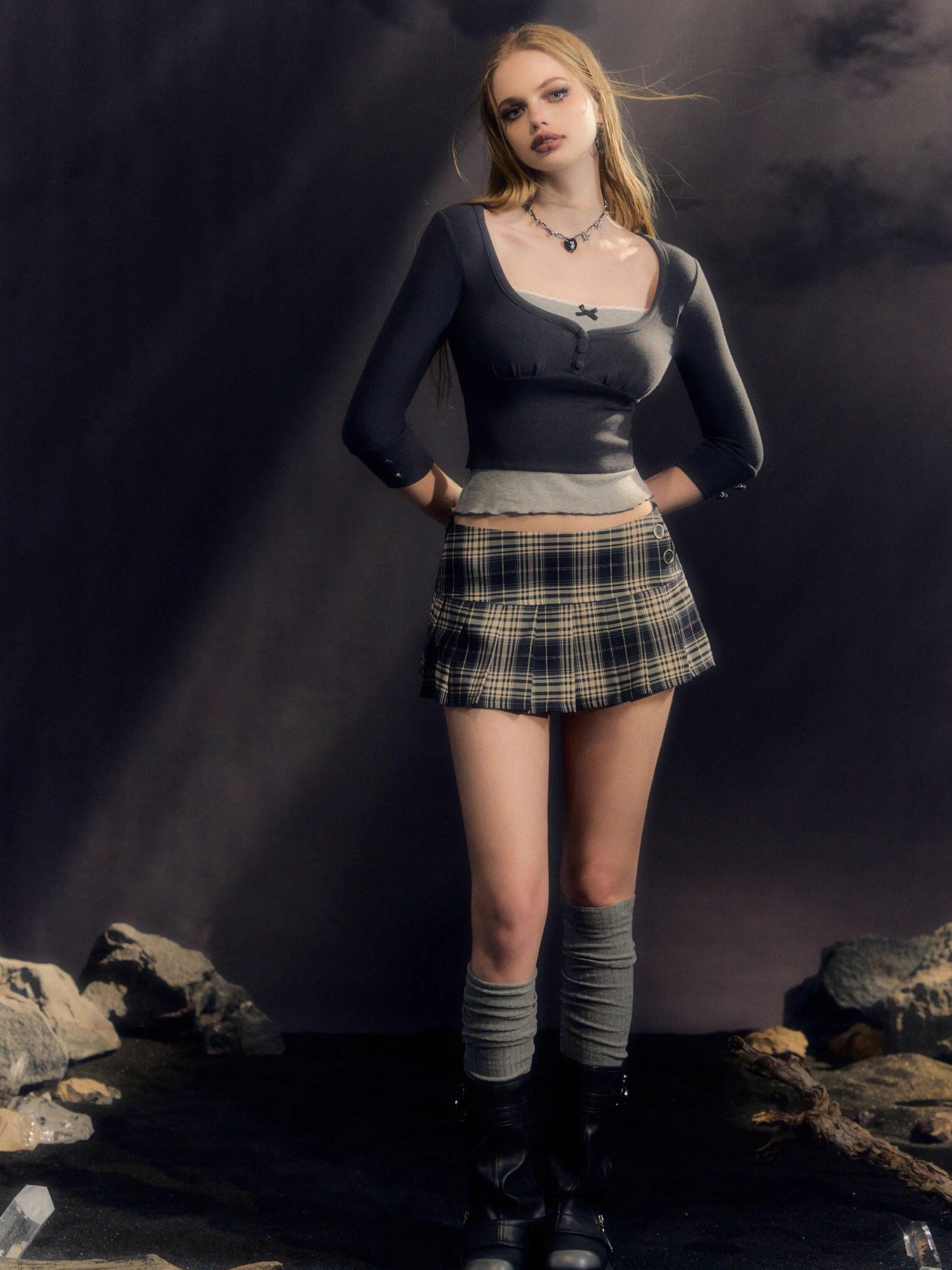 DeleteEx Stretch Plaid High Waist A Line Casual Schoolgirl Women Mini Skirts