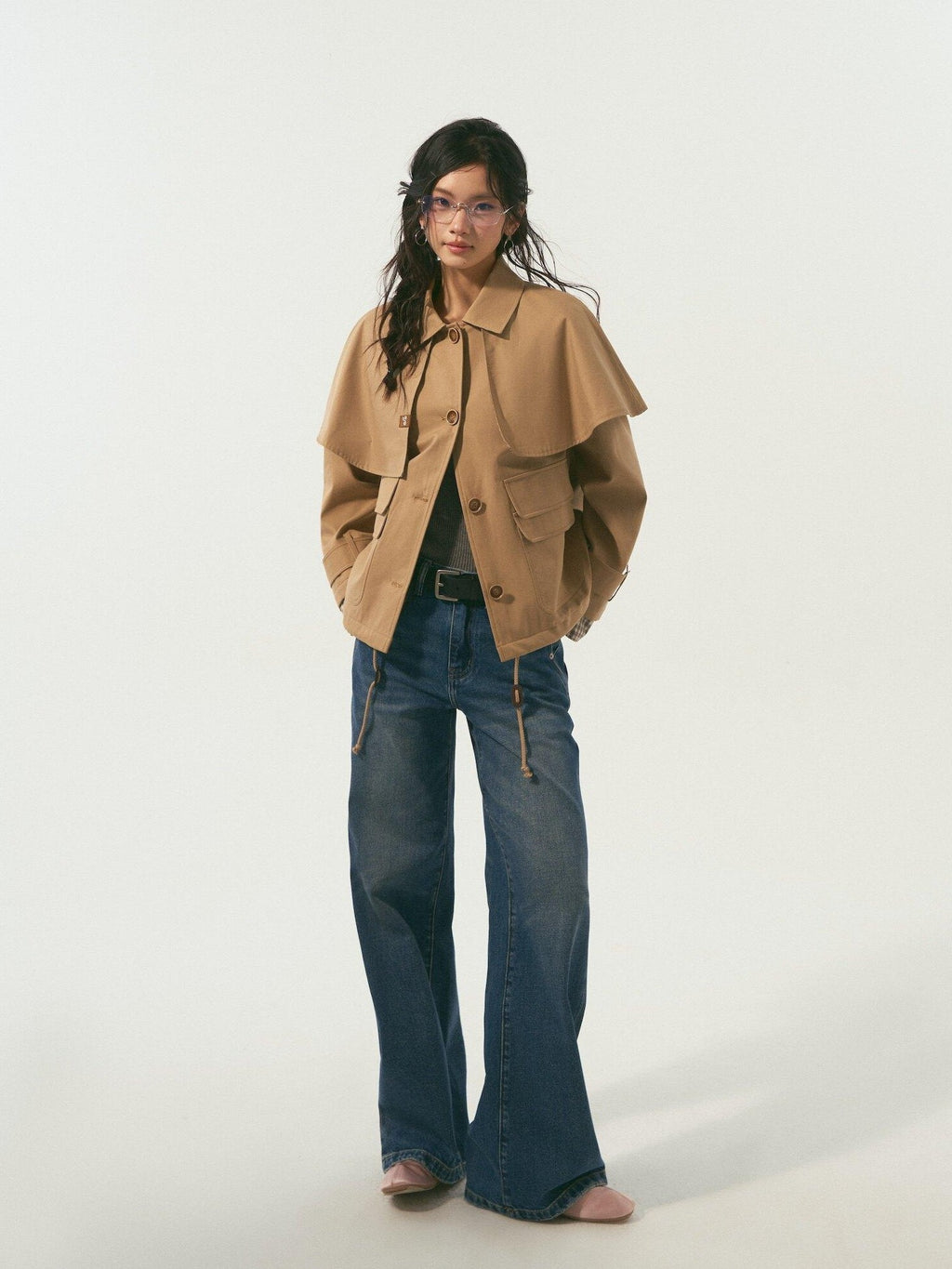 SOMESOWE Cotton Lyocell Lined Loose Casual Shirt Collar Button Trench Coats