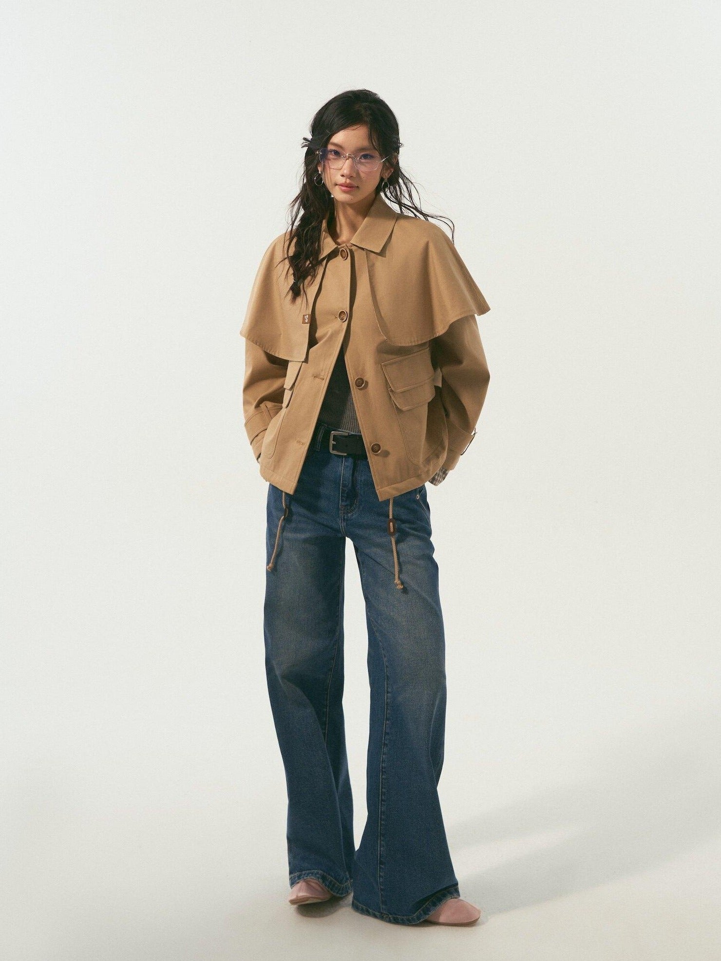 SOMESOWE Cotton Lyocell Lined Loose Casual Shirt Collar Button Trench Coats