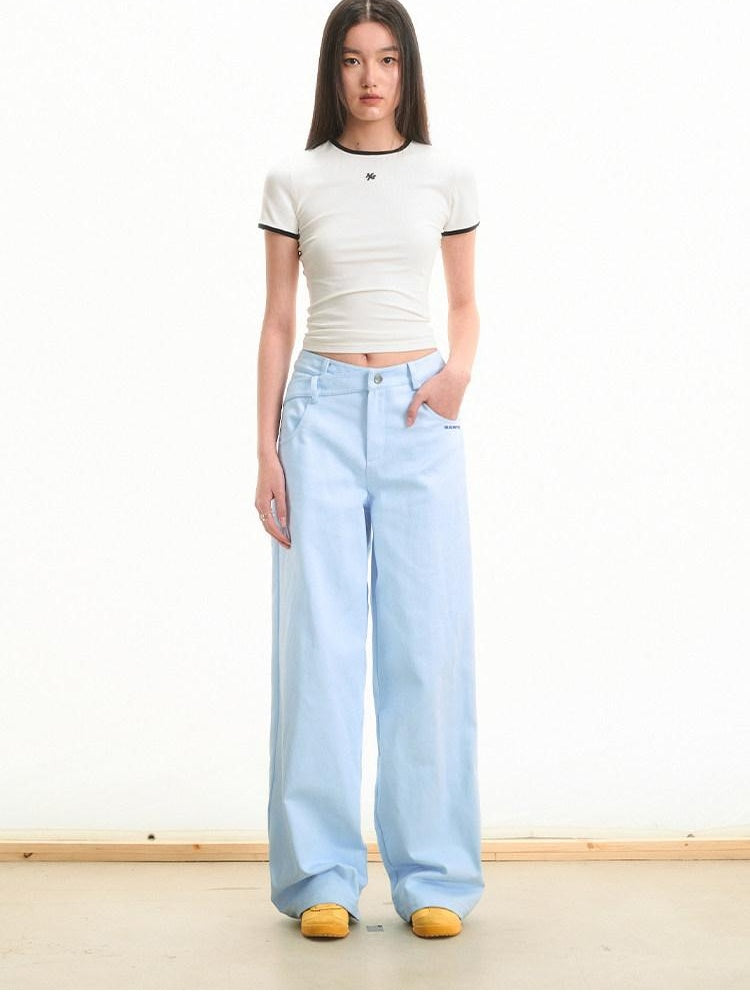 NAWSNOTAWEAR 100 Percent Cotton Minimalist Casual Natural Waist Loose Women Straight Pants