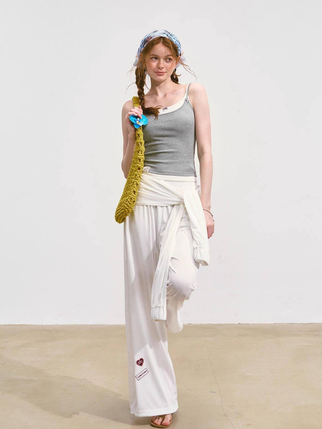 SOMESOWE Asymmetrical Pocket Versatile Straight Elastic Natural Waist Wide Leg Pants