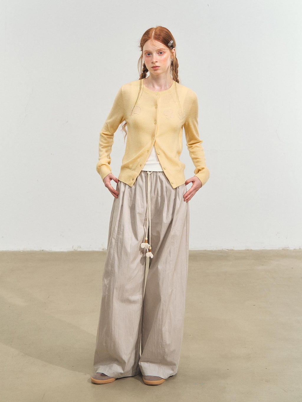 SOMESOWE Original Plaid Pocket Button Natural Waist Cotton Blend Women Wide Leg Pants