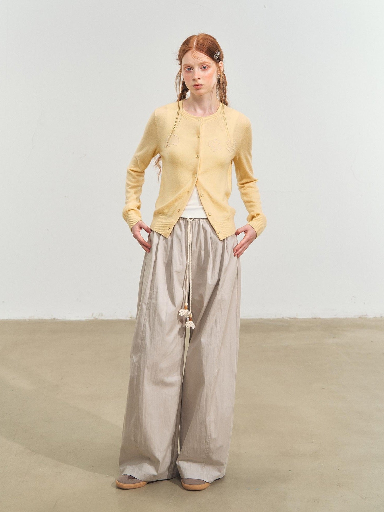 SOMESOWE Original Plaid Pocket Button Natural Waist Cotton Blend Women Wide Leg Pants